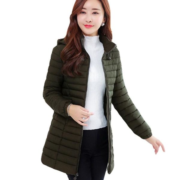 

women's trench coats winter women jacket hooded coat 2021 korean thick cotton down long large size slim warm female 5xl6xl yf194, Tan;black
