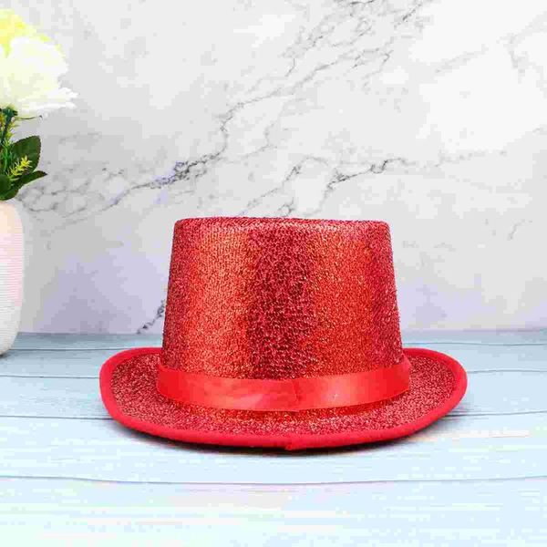 

party hats performance glitter hat cosplay magician supllies creative (red)