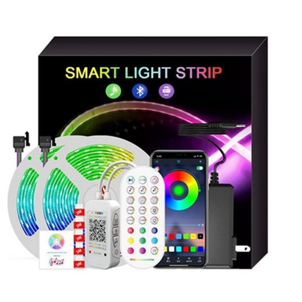 5050 Bluetooth Light Strip Set Música Smart Low tensão 12V LED cinto de luz 15m 270 lâmpadas