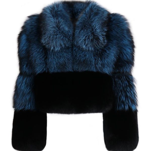 

women's fur & faux real ladies jacket women natural silver coat, Black