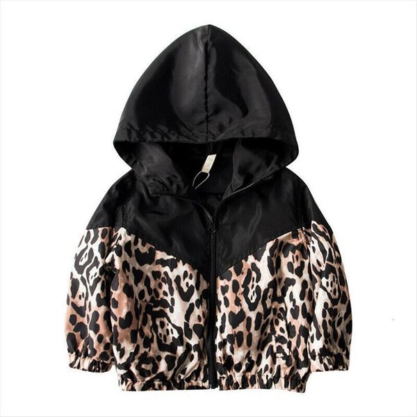 

1 7years toddler kid baby girl boy jacket leopard patchwork hooded coat autumn outwear, Blue;gray