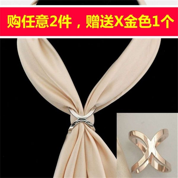 

high grade korean versatile scarf shawl stewardess three ring silk scarf clasp female jewelry brooch pin, Gray