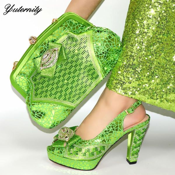 

dress shoes latest italian women green color with clutch bag set fashionstone and for evening party, Black