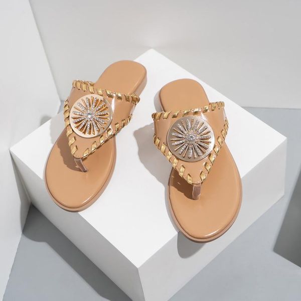 

slippers 2021 women flip flop metal crystal female beach fashion slides ladies summer style casual comfort flat plus size, Black