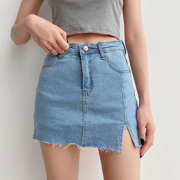 

skirts women denim mini skirt with hem jeans underpants, Black