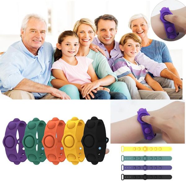 

tennis portable press decompression toys bracelets simple dimple bracelet pops it stress relief hand figet silicone gifts, Golden;silver