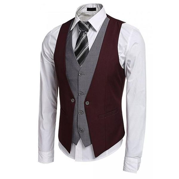

men's vests burgundy mens vest for wedding groomsmen slim fit waistcoat groom, Black;white