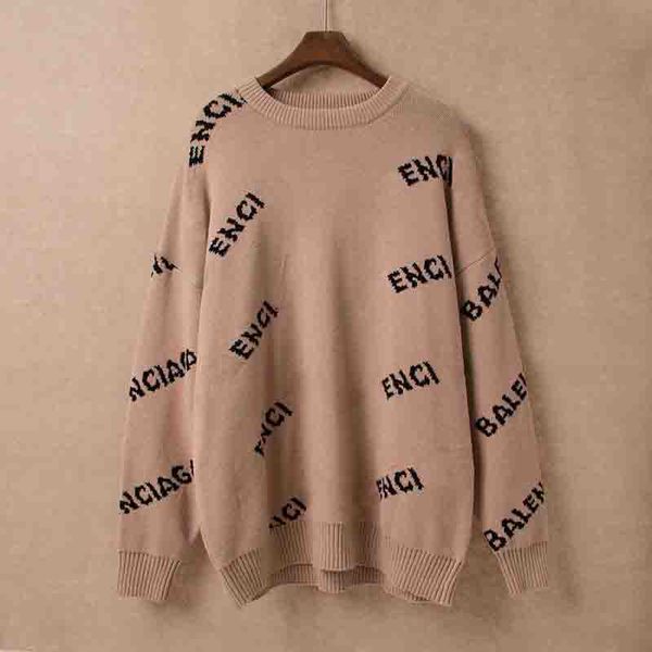 

202 fashion womens sweaters casual black orange multi-color classic letter printing thick loose style women sweater streetwear ladies for wi, White;black
