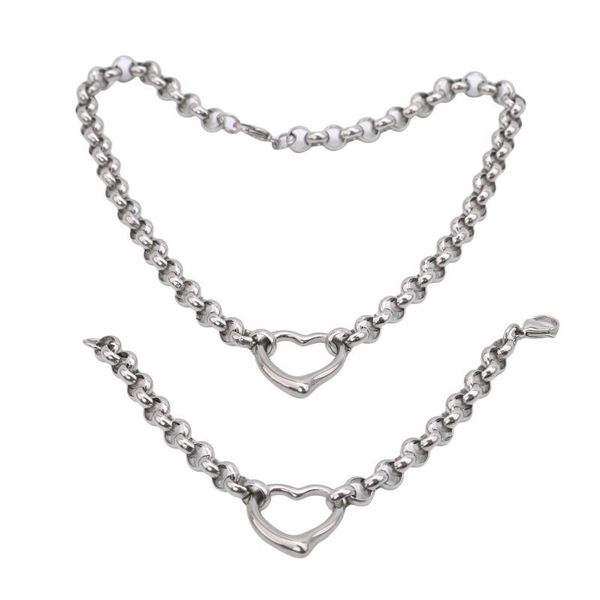 

earrings & necklace ladies quality stainless steel jewelry vintage love silver color bracelet set for women gift exquisite