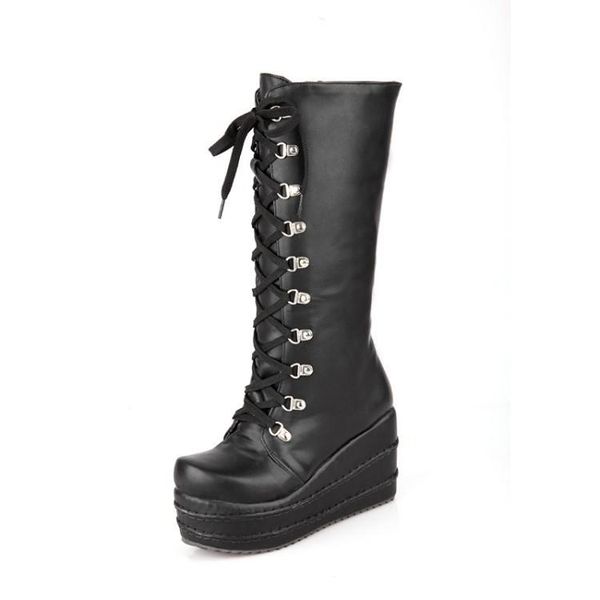 

boots zipper muffin leisure season size high woman heel, Black