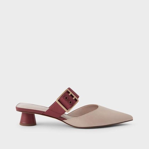 

summer mule shoes female button high heels slippers pointed toe sandals women flat for, Black