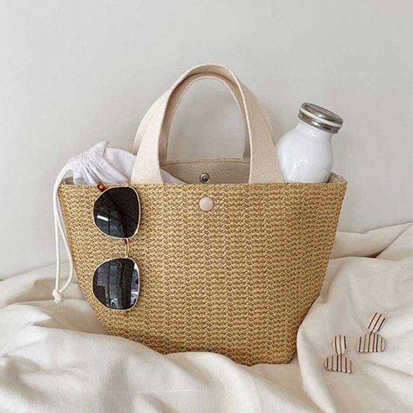 Female Weave Tote 2021 Fashion High Quality Women's Design Handbag Large Saddle Casual Straw Beach Travel Bag