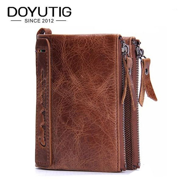 

wallets doyutig fashion design genuine leather men's short wallet small cash zipper organizer real cow money purses b0281, Red;black