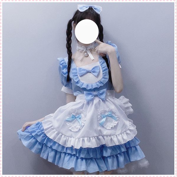 

anime costumes japanese cream sweetheart maid dress blue pure lolita dress cosplay costumes, Black