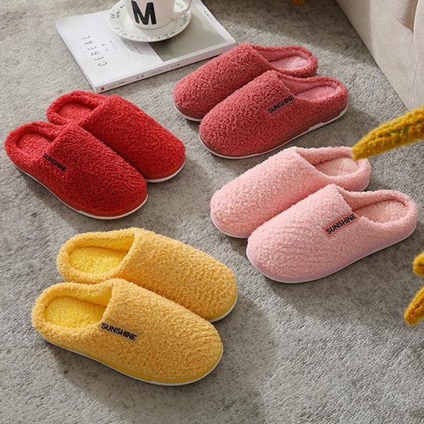 

indoor cotton slippers 2021 autumn winter pure color anti skid tpr sole plush silent soft heel wrapped comfortable shoes, Black