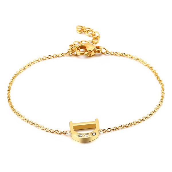 

Charm Bracelets 2021 Fashion Women Letters Stainless Steel Small Chain, Golden;silver