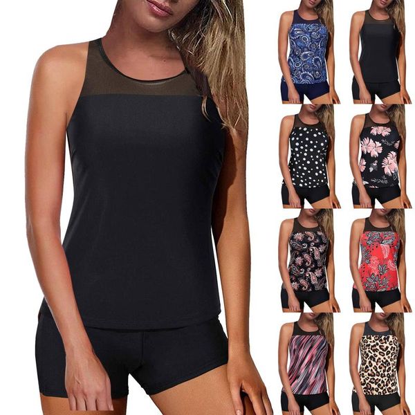 

women's swimwear 2021 tankini set two piece swimsuit female bikinis with vest women plus size push up bathing suit beach mayo bathers 7, White;black