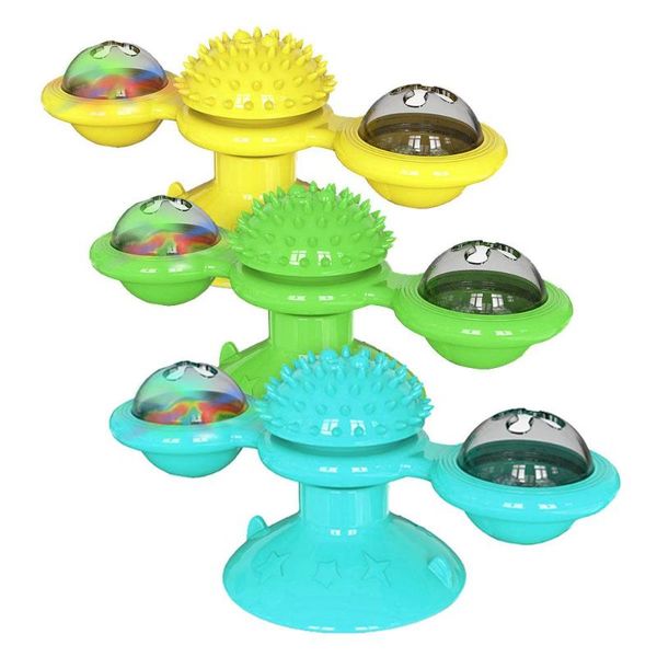 

cat toys windmill toy turntable multifunctional funny 3 colors suction cup base massage scratching tickle pet