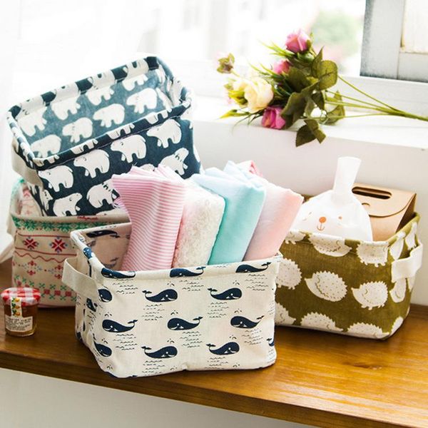 

beauty case cute cotton linen baby clothing toys storage organizer box makeup holder office desk for cosmetics cosmetic bags & cases