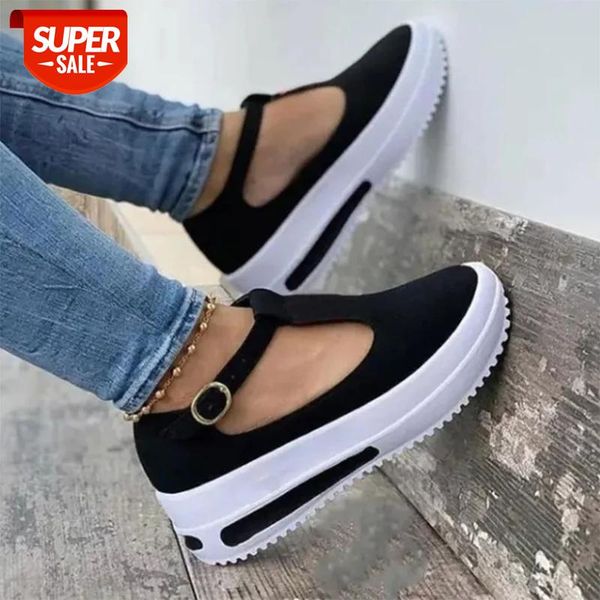 

summer new women sandals fashion thick bottom platform flat shoes ladies wedges buckle strap casual female footwear #yv9v, Black
