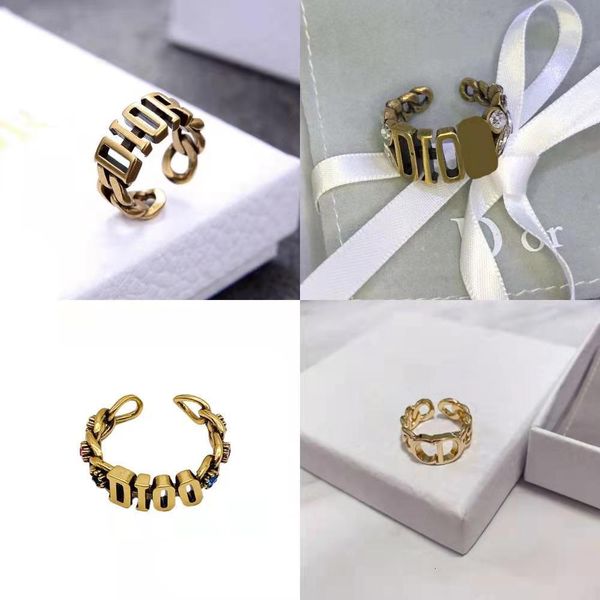 

d family / di open ring female letter curve design personalized gold cool wind geometric, Silver