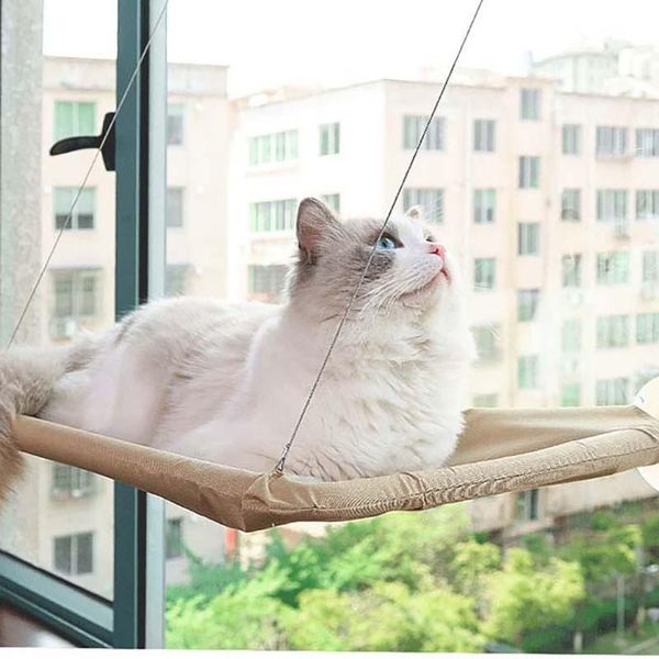 

pet hanging beds cat hammock comfortable sunny seat window mount soft shelf supplies detachable bearing 17.5kg & furniture