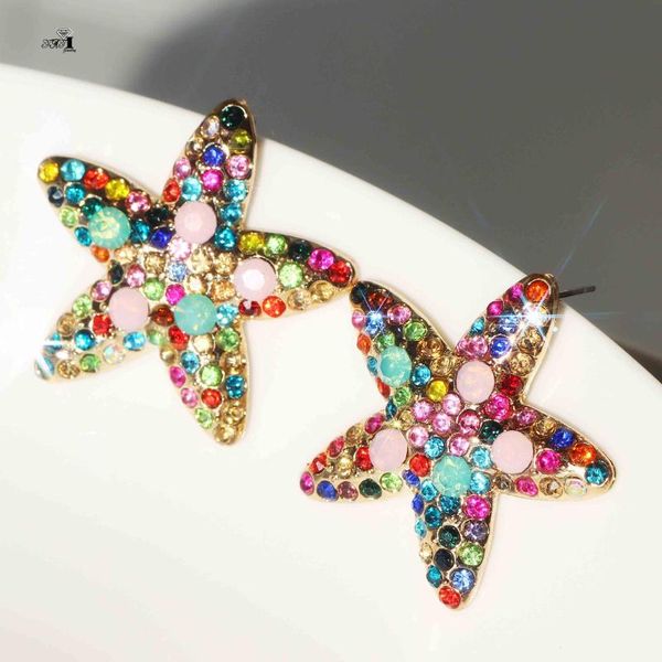 

dangle & chandelier yayi jewelry fashion multi glass starfish crystal women ancient gold color wear ear band tassel couples wedding earrings, Silver