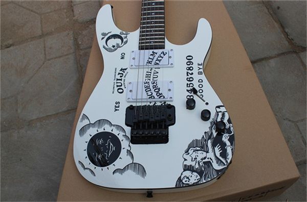 Brandneue Custom Shop KH-2 Kirk Hammett Ouija Weiße E-Gitarre Palisandergriffbrett Schwarze Hardware Top-Qualität