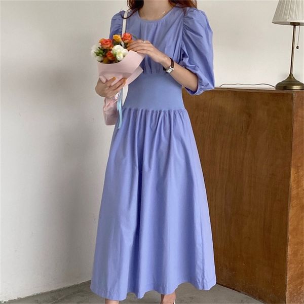 

casual dresses girdle party dress solid brief fashion 2021 puff sleeves chic prom elegant femme summer vintage vestidos urbg, Black;gray