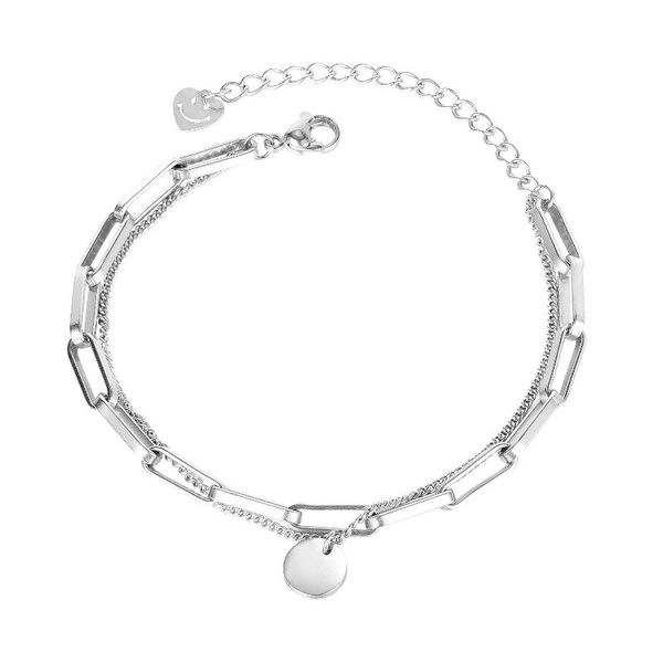 

link, chain ouble layer bracelet&anklet for women adjustable temperament stainless steel bracelets jewelry wholesale, Black