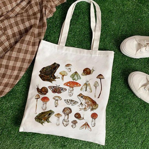 

storage bags frog women large capacity harajuku cartoon vintage hip hop shopping bag canvas funny women's shoulder kawaii girls