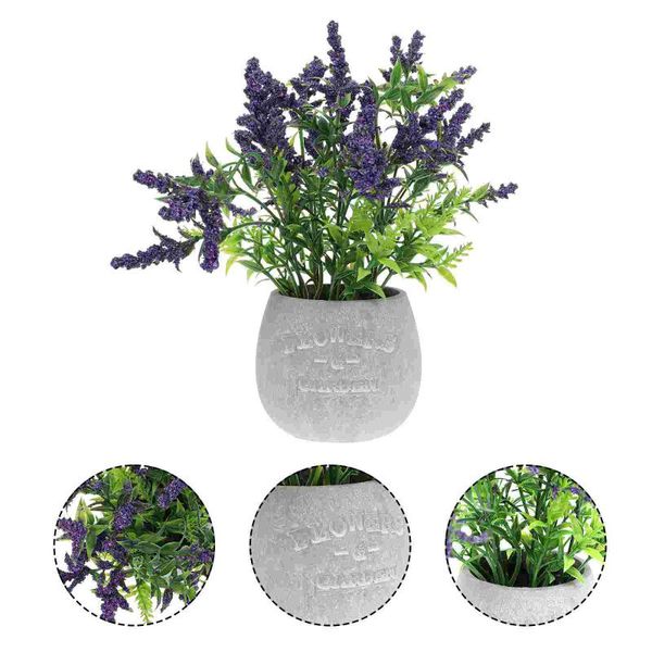 

decorative flowers & wreaths 1pc home potted flower ornament artificial lavender bonsai fake (purple)