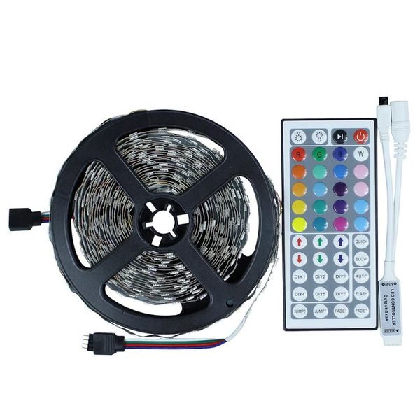 

strip light dc12v 60leds/m 5m/lot flexible ribbon tape +mini 44keys ir remote controller strips led