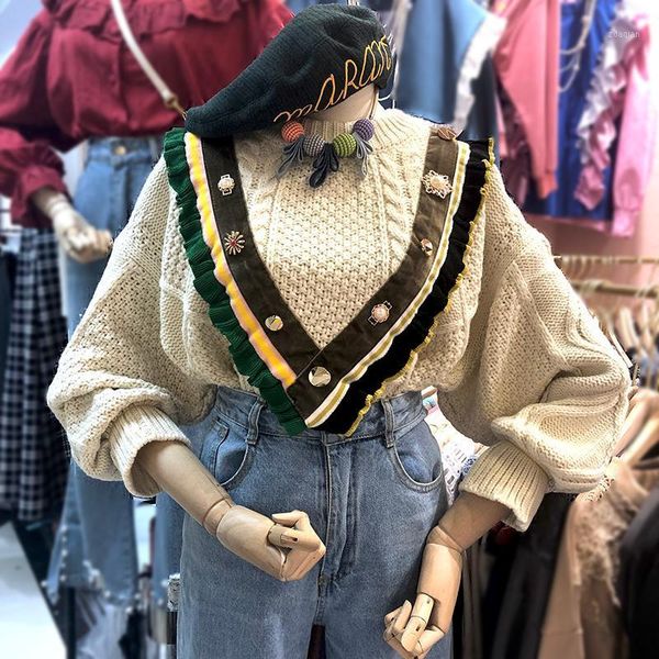 

winter sweater for ladies vintage o-neck comfort light christmas warm appliques women's coats sweaters, White;black