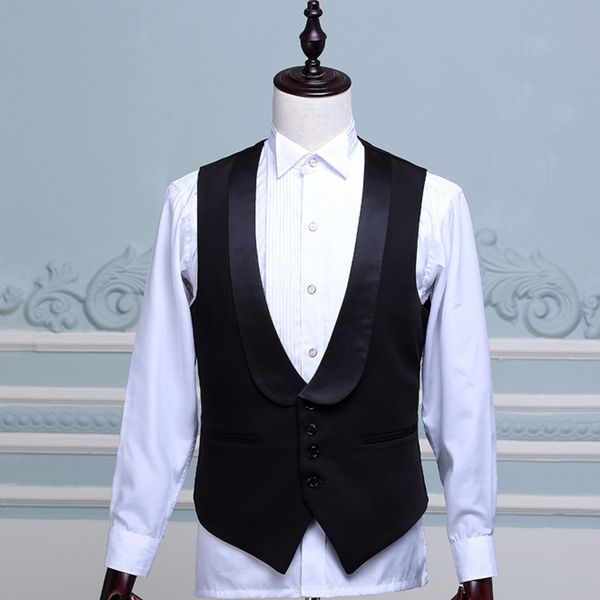 

men's vests black velvet formal men for wedding suit with shawl lapel one piece custom man waistcoat fashion coat 1wko, Black;white