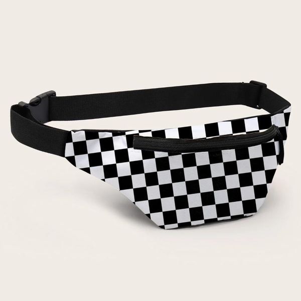 

waist bags bag women checkered canvas chest woman black white mens cross body