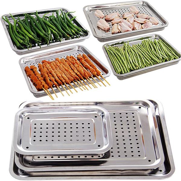 

kitchen storage & organization thickened stainless steel double layer drain tray drainer multifunctional drying plate fried chicken plates a