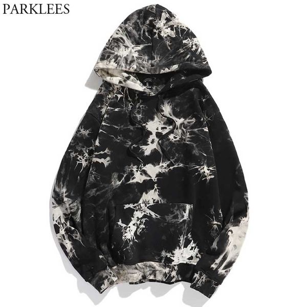 Cool Black Tie-Dye Hoode Sweatshirt Männer Frauen Frühling Hohe Qualität Herren Hoodies Harajuku Hip Hop Streetwear Sudaderas 210522