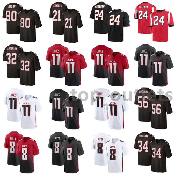 

2021 american football jerseys andre 80 rison jersey deion 20 sanders devonta 24 an jamal 32 anderson julio 11 jones stitched size s-xxxl, Black;red