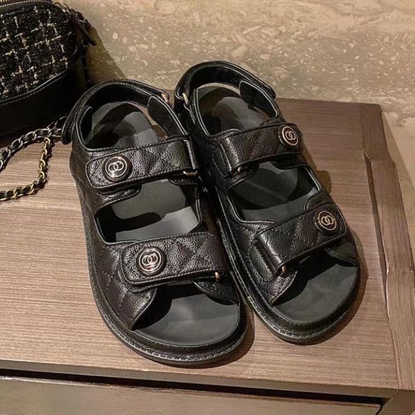 

hook&loop slingback platform sandals women solid gingham sports summer dad designer shoes, Black