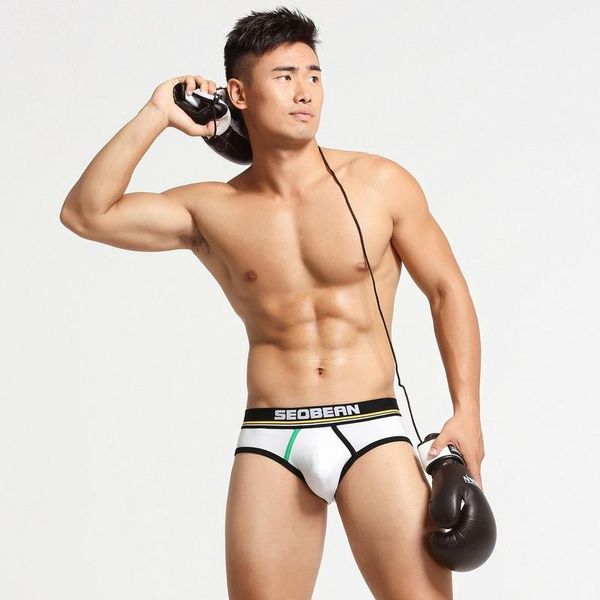 

men's swimwear 2021 summer fashion color matching youth breathable underwear trendy low-waist briefs