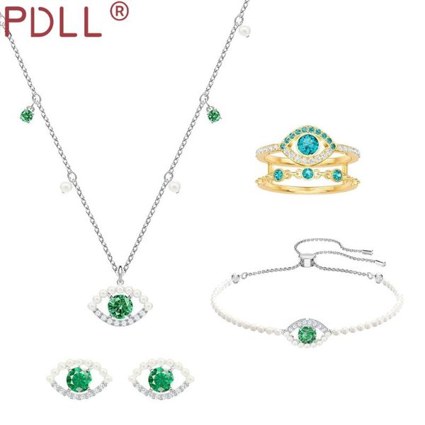

chains pdll fashion jewelry swa 1: 1 exquisite elegant green eyes pearl crystal ladies necklace gifts for friends, Silver