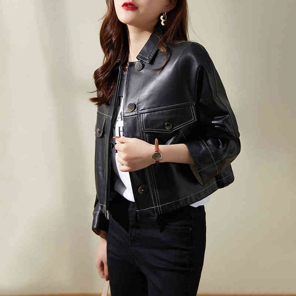 

feel very good ~ cloth 2021 autumn and winter new sheep short coat women's leather et, Black;brown