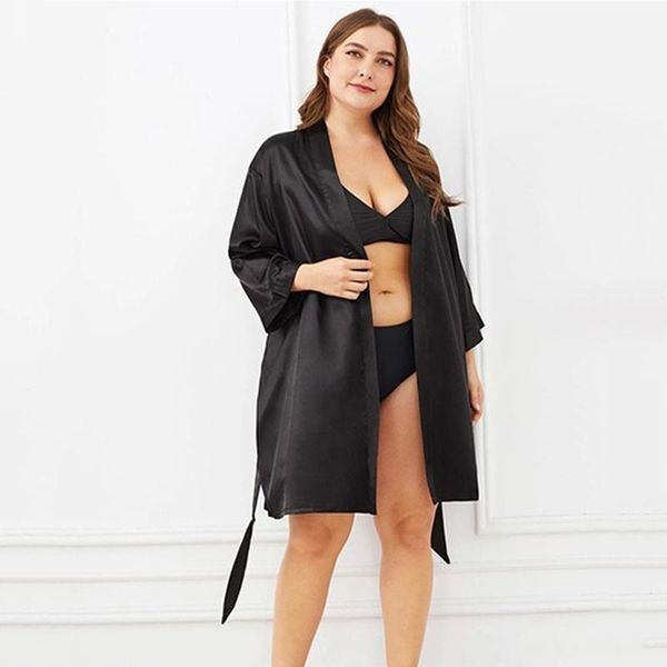 

women's sleepwear satin silk woman robe female lace bathrobe womens robes ladies for women, Black;red