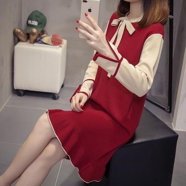 

fat sister plus size women's fashion knitted dress warm long sleeve casual dresses, Black;gray