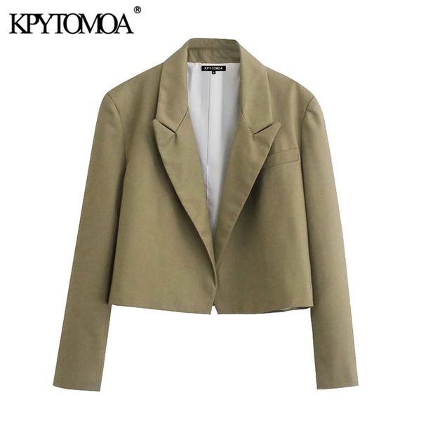

women fashion loose fitting cropped blazer coat notched collar long sleeve female outerwear chic veste 210420, White;black