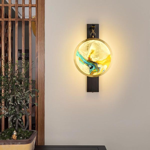 

modern simple copper enamel color acrylic wall lamp is suitable for living room, bedroom and aisle decoration led