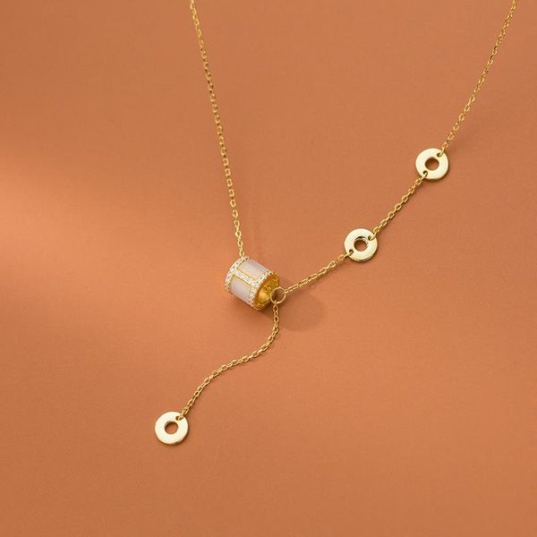 

chains solid 925 sterling silver necklace for women teen girls round circles zircon y choker necklaces korean style fashion jewelry