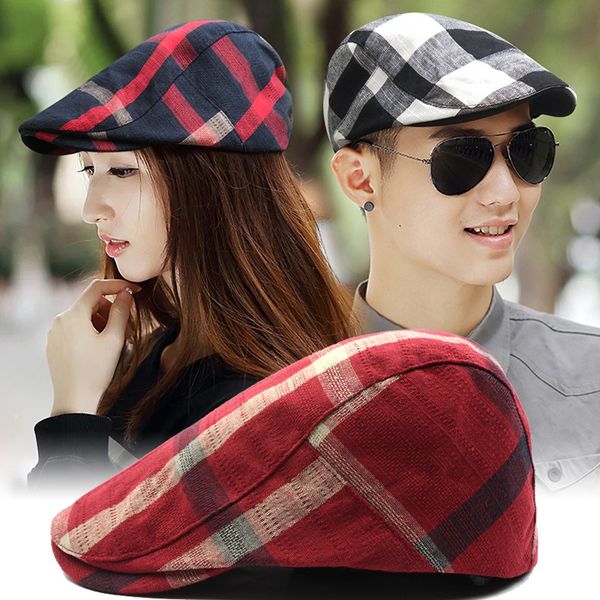 

hat man spring summer cotton hemp breathable beret outdoor sun british forward sunscreen hat woman, Blue;gray