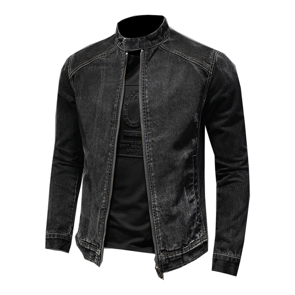 

men's jackets black denim jacket motorcycle casual retro slim streetwear spring and autumn, Black;brown